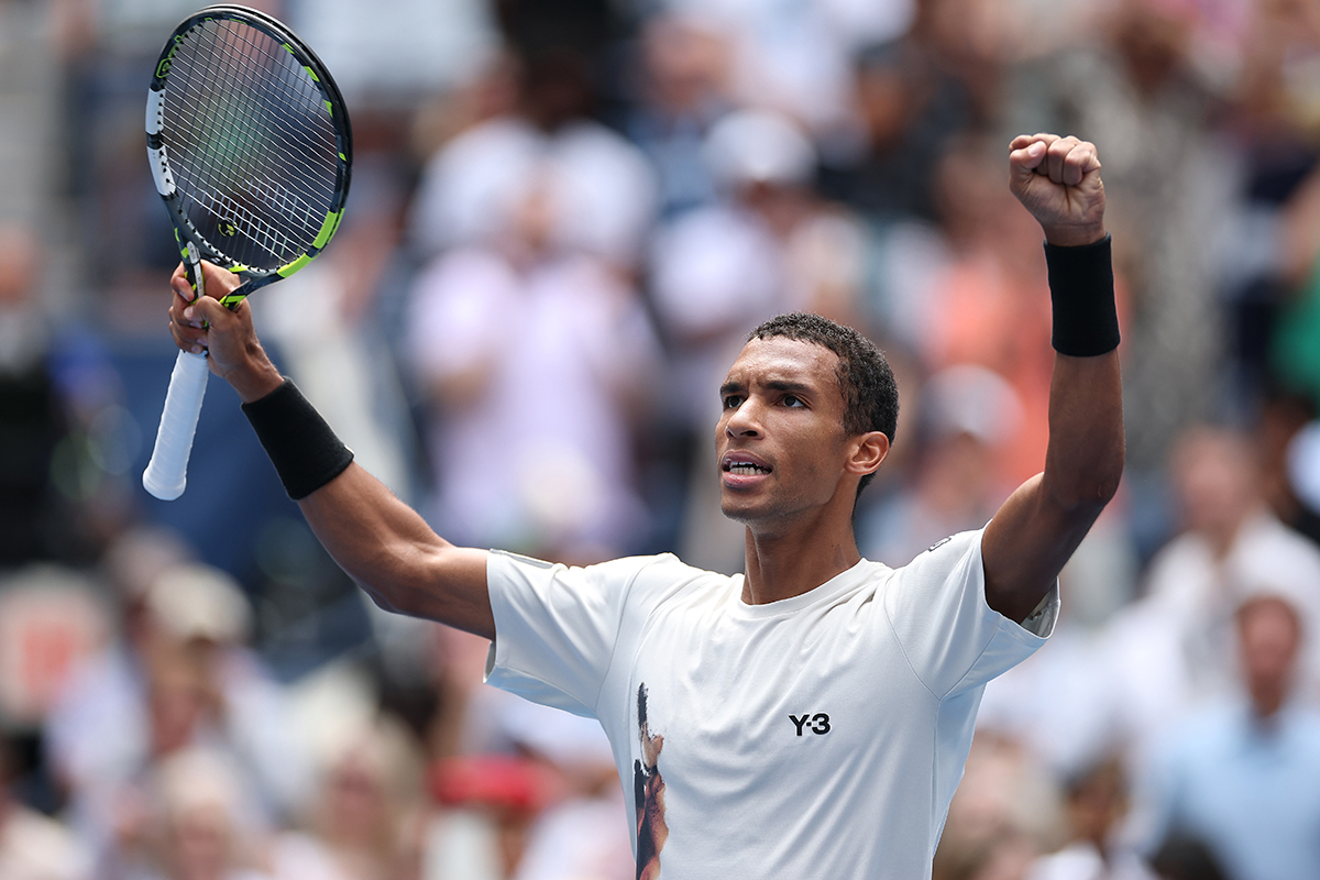 adidasー2017年　全米オープンモデル　テニス オジェ・アリアシム 5連敗中だったルブレフをストレートで下して4年